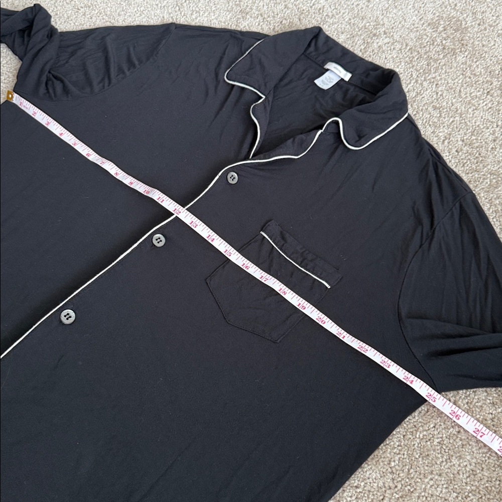 Eberjey Black White Long Sleeve Button Up Pajama Shirt - Picture 6 of 7